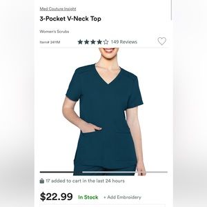 Med Couture Insight Scrub Top Size Small #2411M